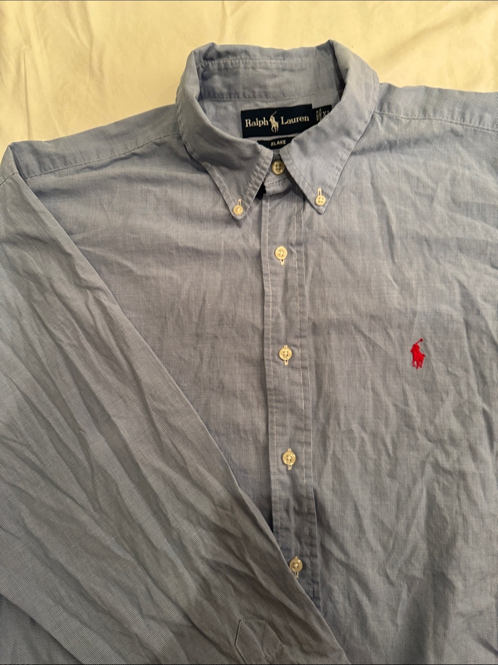 Ralph Lauren Light Blue Button-Down Shirt with Red Pony